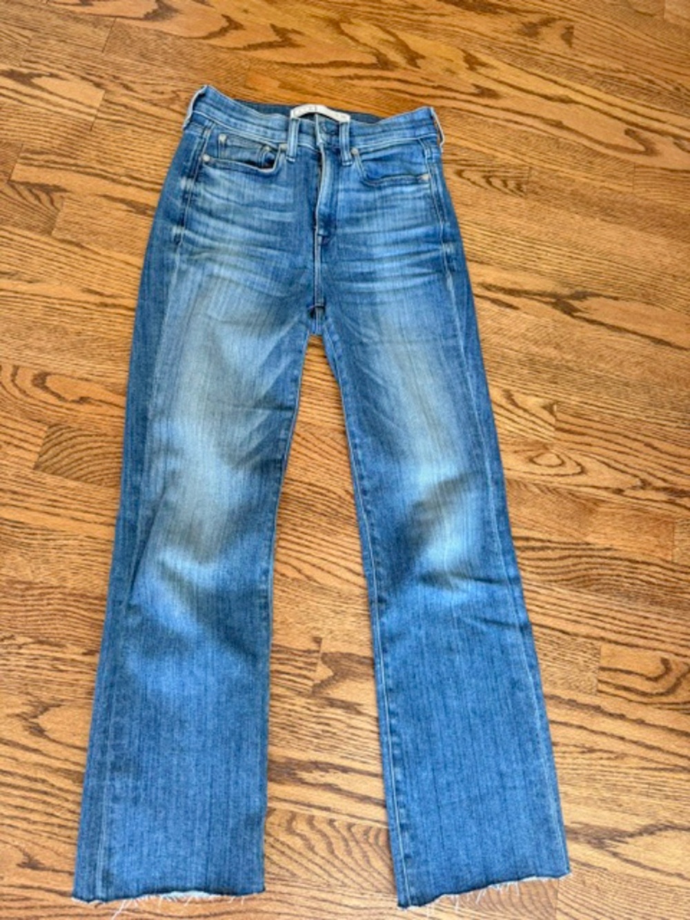AYR The Pop Cropped Jeans Bomba Wash w25 ALTERED Raw Hem Fringe Removed